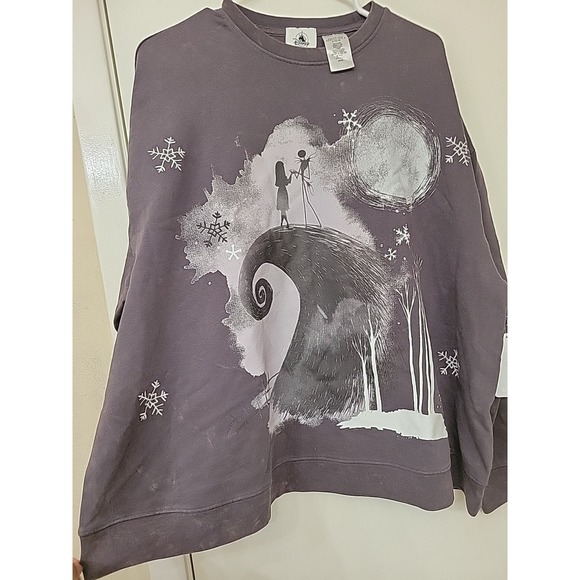 NWT Disney Sweatshirt Womens 1X Gray The Nightmare Before Christmas Jack Sally - Picture 3 of 7